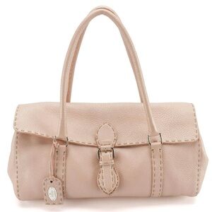 Fendi Selleria Linda Satchel in Bois de Rose Metallic Grained Leather